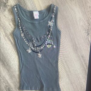 Embellished Tank Top with Chain Details